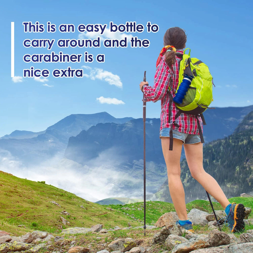 Collapsible Water Bottle- BPA Free Silicone Foldable Water Bottle for Travel,Silicone Portable Leak-Proof Travel Water Bottle 20Oz, Dark Blue