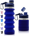Collapsible Water Bottle- BPA Free Silicone Foldable Water Bottle for Travel,Silicone Portable Leak-Proof Travel Water Bottle 20Oz, Dark Blue